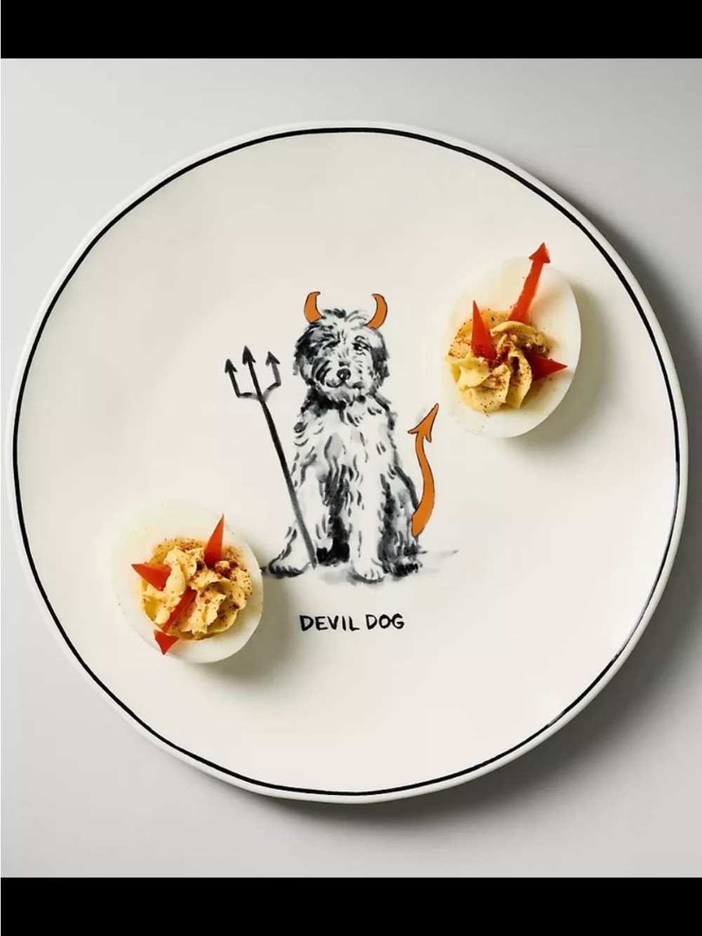 Molly Hatch Devil Dog Ceramic Dessert Plate in White